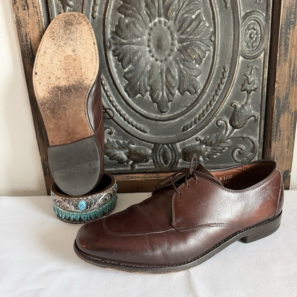 Allen Edmonds Burton Oxford‎ Mens Sz 9.5 D Brown Made In USA Leather Dress Shoes